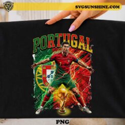 Cristiano Ronaldo Portugal soccer PNG with Portugal flag artwork for football t-shirts, sublimation printing, Cricut projects, and sports fan merchandise.