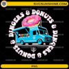 Dincers And Donuts PNG featuring a colorful donut food truck with a giant pink frosted donut