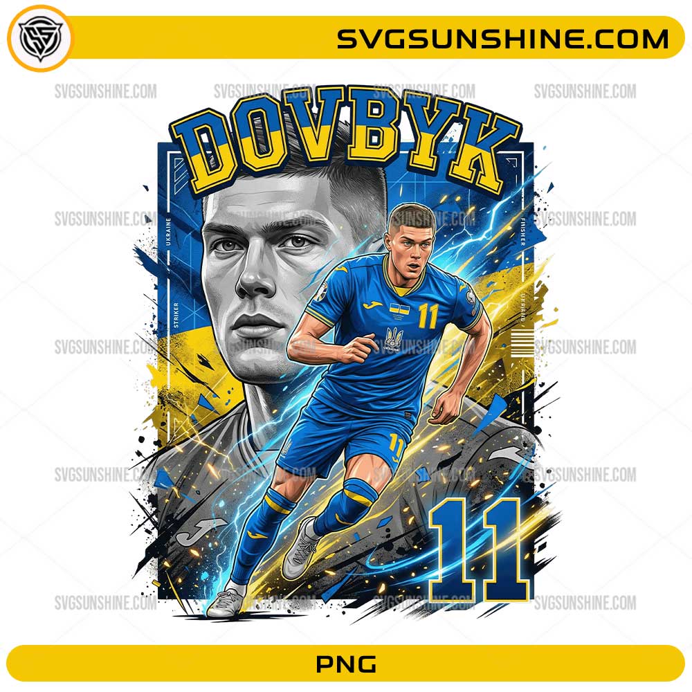 Dovbyk Ukraine Soccer PNG number 11 striker football design