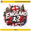 England 2026 Soccer PNG with England flag shield, soccer ball, London landmarks, stars, and football fan design