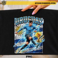 Federico Valverde Uruguay soccer PNG with Uruguay national team colors and Uruguayan flag artwork for football t-shirts, sublimation printing, Cricut projects, and sports fan merchandise.