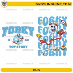 Forky Toy Story PNG Bundle featuring two Forky-inspired cartoon designs with retro typography for sublimation and Cricut projects.