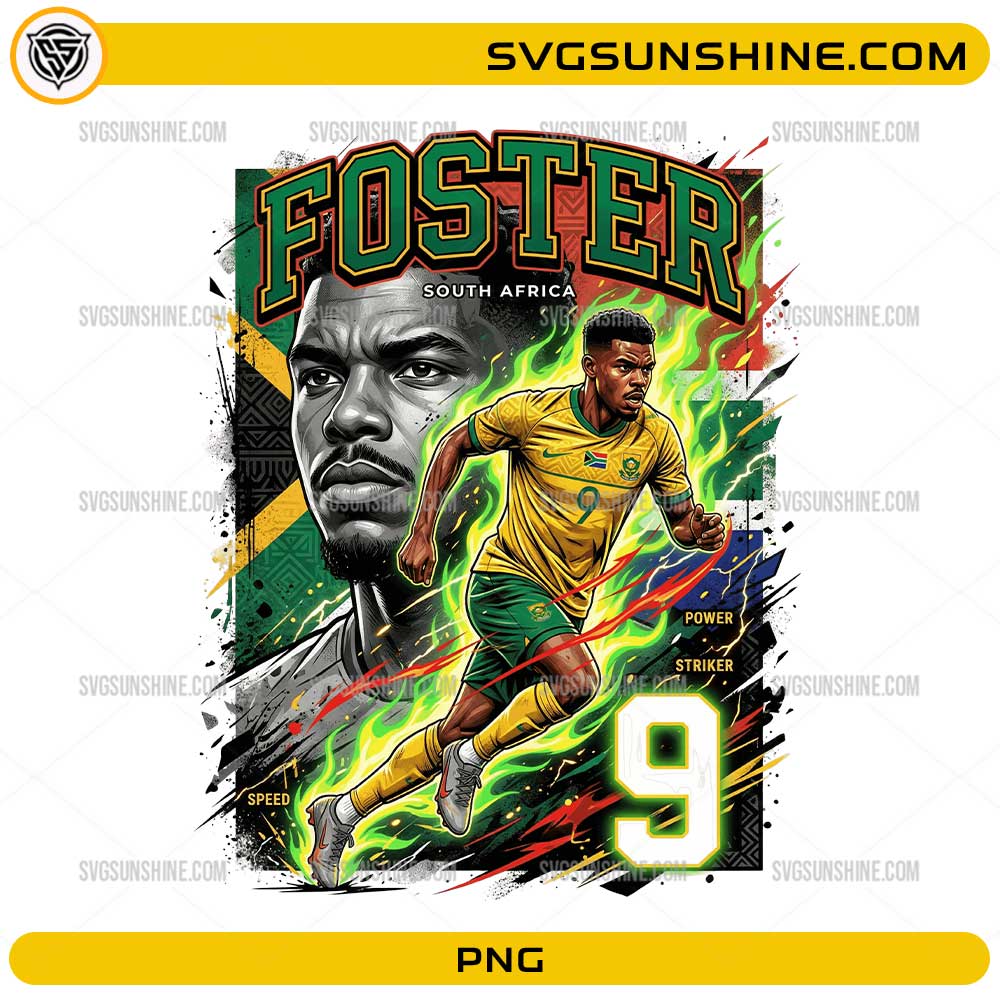 Foster South Africa Soccer PNG number 9 striker football design