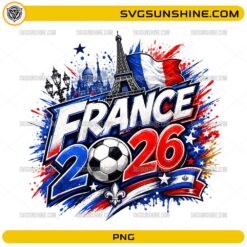 France 2026 Soccer PNG with Eiffel Tower, football, and French flag colors