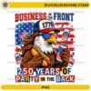 Funny Eagle Mullet PNG clipart with patriotic bald eagle holding hot dog and beer for USA 250th Anniversary