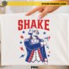 Funny Shake and Bake 4th of July PNG featuring George Washington wearing American flag sunglasses for patriotic t-shirts, sublimation printing, Cricut projects, and Independence Day merchandise.