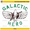 Galactic Hero PNG featuring a vintage space shuttle with wings and distressed retro typography