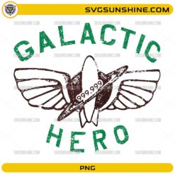 Galactic Hero PNG featuring a vintage space shuttle with wings and distressed retro typography