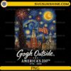 Gogh Outside America's 250th Anniversary PNG featuring patriotic landmarks, American flag, fireworks, and a Starry Night-inspired sky