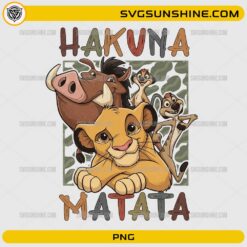 Hakuna Matata Lion King Friends PNG featuring cute safari cartoon animals for sublimation and DIY crafts