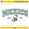 Hello Kitty Mexico Since 1923 Soccer PNG featuring Hello Kitty wearing a green Mexico-inspired football jersey with a soccer ball and varsity Mexico lettering.
