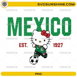 Hello Kitty Mexico Soccer PNG with football uniform and soccer ball