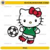 Hello Kitty Mexico Soccer PNG featuring Hello Kitty wearing a green soccer jersey with a soccer ball for sublimation projects.
