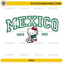 Hello Kitty Mexico Soccer PNG with vintage Mexico Since 1923 football design