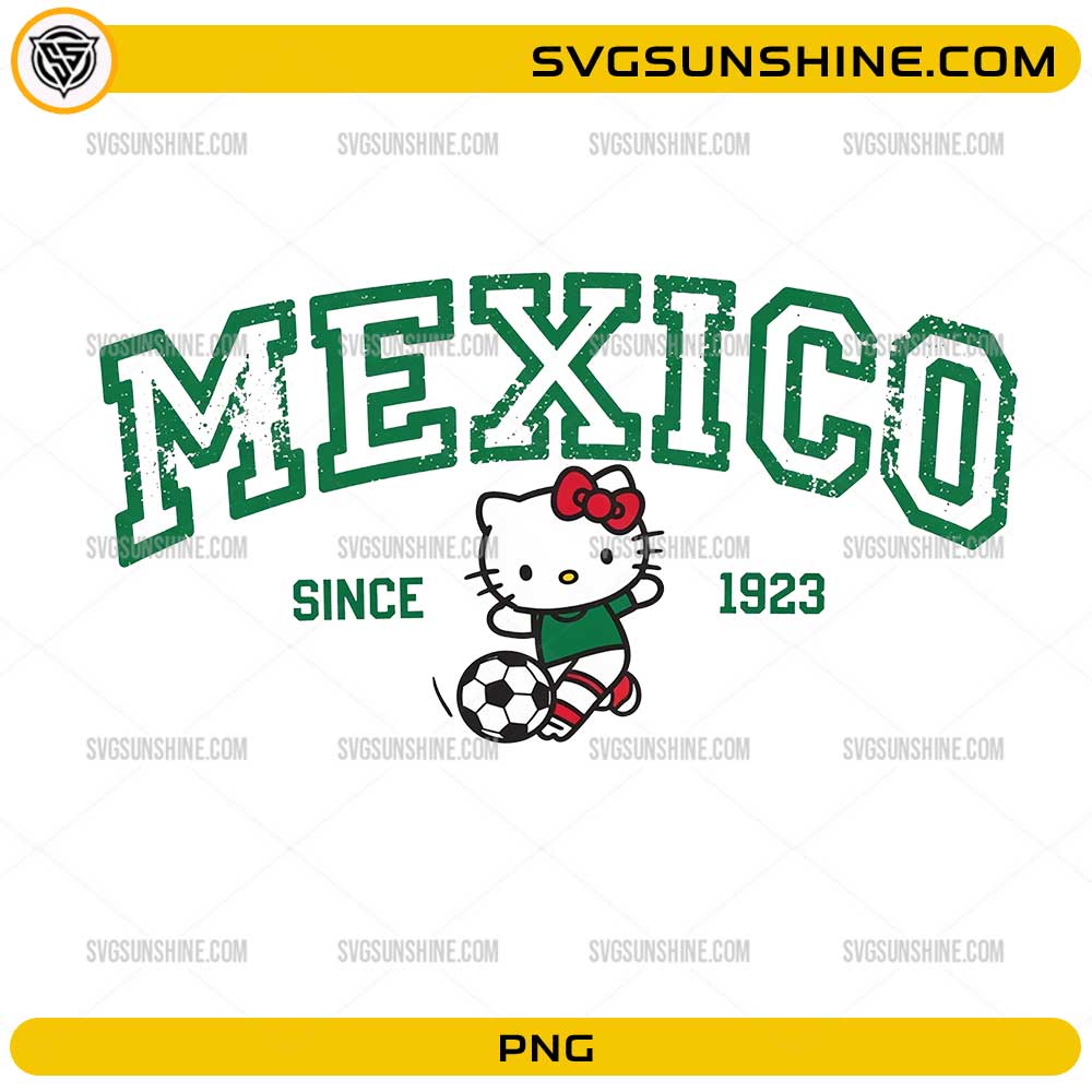Hello Kitty Mexico Soccer PNG with vintage Mexico Since 1923 football design