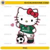 Hello Kitty Mexico World Cup 2026 PNG featuring Hello Kitty wearing a Mexico-inspired green soccer jersey standing with a soccer ball.