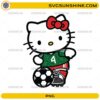 Hello Kitty Soccer PNG featuring Hello Kitty wearing a green Mexico-inspired football jersey with a soccer ball for sublimation projects.