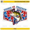 Hooked On Freedom PNG featuring patriotic bass fish with American flag hat and sunglasses