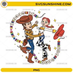 I Knew It Toy Friends PNG featuring a cowboy and cowgirl cartoon adventure design with colorful accents