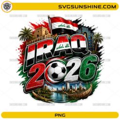 Iraq World Cup 2026 PNG, Iraqi Football Fan Art Digital Download