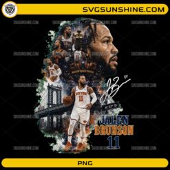Jalen Brunson PNG New York basketball player collage design with Madison Square Garden and number 11
