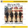 Land Of The Free Because Of The Brave PNG with soldier silhouettes and American flag