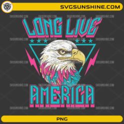 Long Live America Eagle PNG with retro patriotic bald eagle design