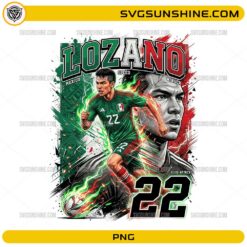 Lozano Mexico World Cup 2026 PNG with number 22 jersey and bold football fan art