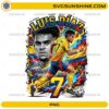 Luis Díaz Colombia Soccer PNG with number 7 football player artwork, yellow blue red colors, flames, and dynamic sports design