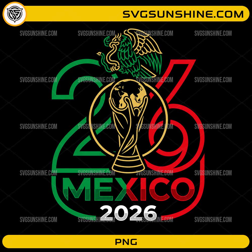 Mexico 2026 football PNG digital design with Mexico national colors and transparent background