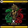 Mexico 2026 PNG digital design featuring Mexican flag colors, eagle emblem, and championship-inspired trophy