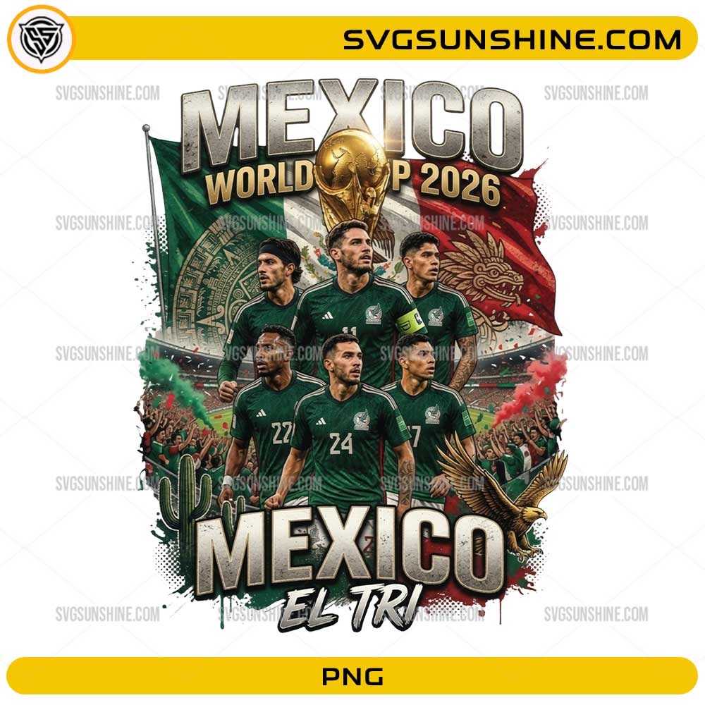 Mexico El Tri World Cup 2026 PNG featuring Mexico national soccer team artwork with transparent background