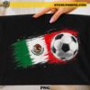 Mexico soccer ball flag PNG with Mexican flag brush stroke artwork for football t-shirts, sublimation, Cricut, and DIY sports crafts.