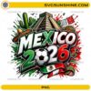 Mexico World Cup 2026 PNG with soccer ball, Mexican flag colors, cactus, sombrero, and pyramid artwork