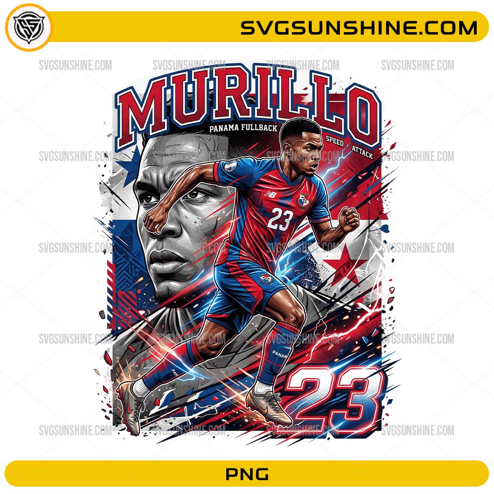 Murillo Panama World Cup 2026 PNG with number 23 jersey and bold football fan art