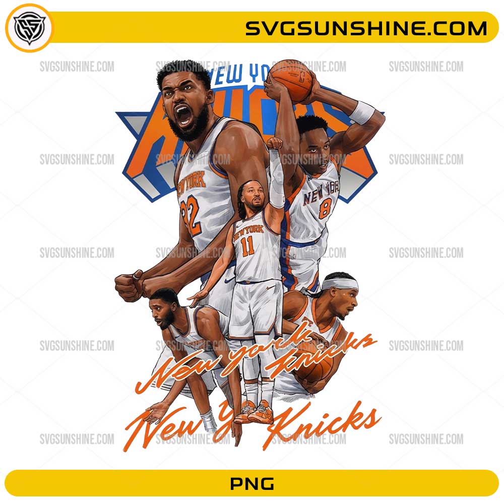 New York Basketball PNG featuring basketball players collage and team-inspired sports artwork