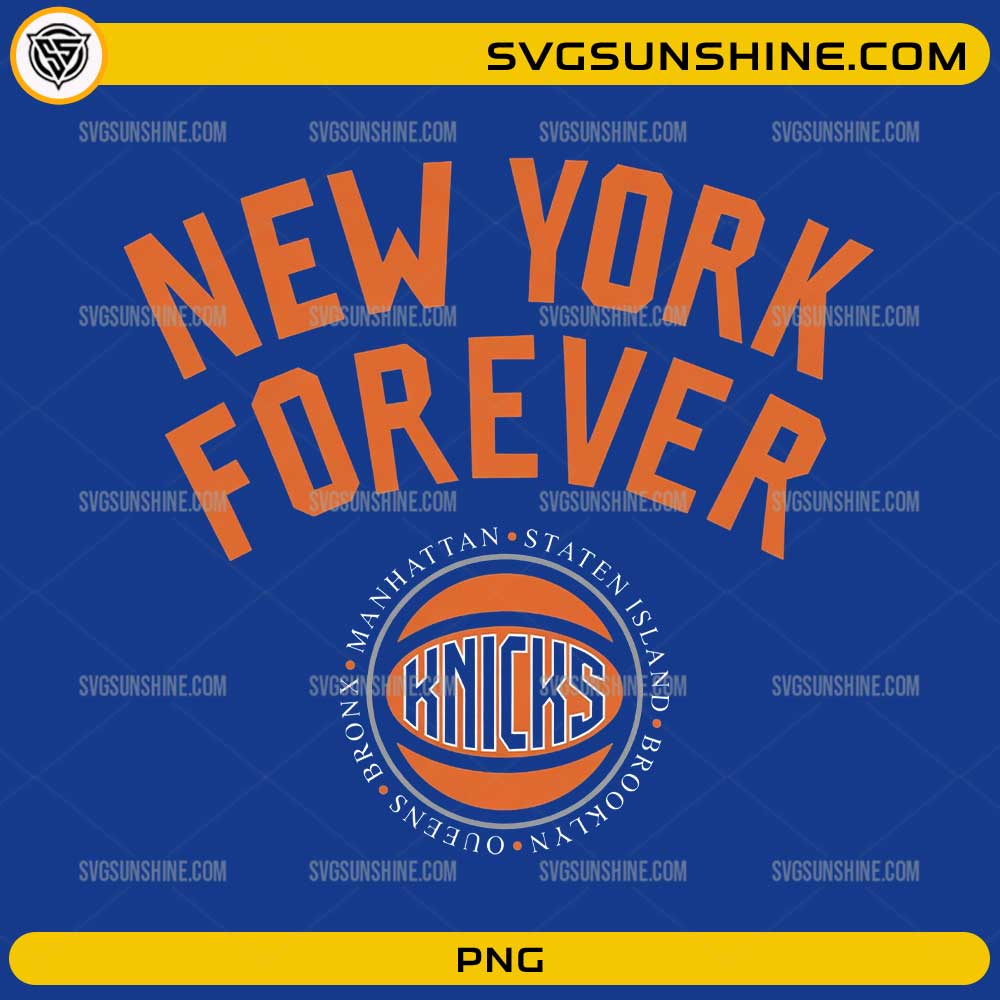 New York Forever Knicks PNG featuring vintage basketball typography and classic Knicks-inspired logo