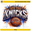 New York Knicks PNG basketball design featuring New York skyline and basketball artwork