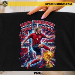 Norway soccer player PNG with football action artwork and national flag colors for t-shirts, sublimation, Cricut, and sports fan gifts.