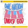 One Nation Under God PNG with American flags, patriotic Christian lettering, and red white blue confetti