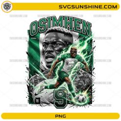 Osimhen Nigeria World Cup 2026 PNG with number 9 jersey and bold striker football fan art