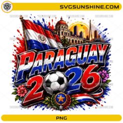 Paraguay 2026 Soccer PNG with flag and football design