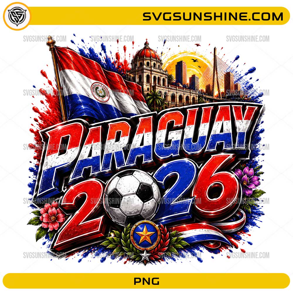 Paraguay 2026 Soccer PNG with flag and football design