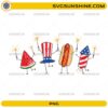 Patriotic Doodle PNG with cute Fourth of July food and firework characters
