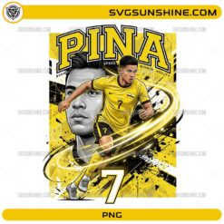 Pina Brunei Soccer PNG with number 7 football player artwork, yellow black colors, and dynamic winger design