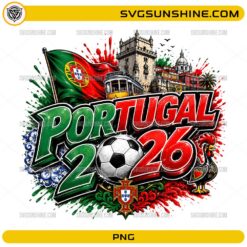 Portugal 2026 Soccer PNG with flag football and Lisbon landmarks