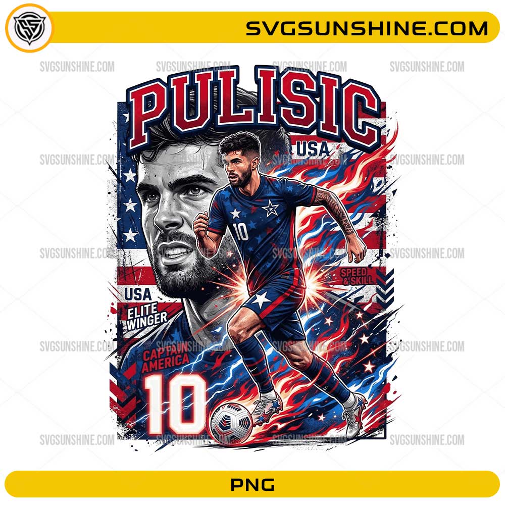 Pulisic USA Soccer PNG number 10 elite winger football design