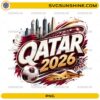 Qatar 2026 Soccer PNG with flag soccer ball skyline and stadium design