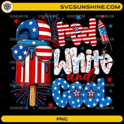 Red White And Cool PNG with patriotic popsicle wearing American flag sunglasses