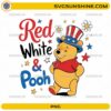 Red, White & Pooh PNG clipart featuring Winnie the Pooh in patriotic outfit for Independence Day